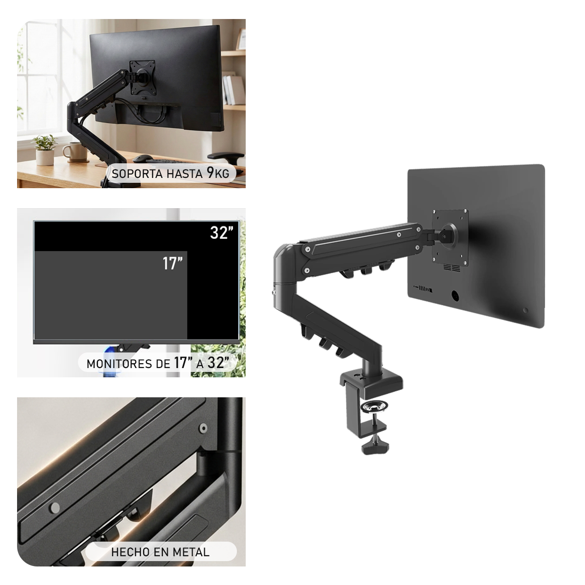 Soporte Monitor Ergonómico Flexispot 17 A 32 Pulgadas