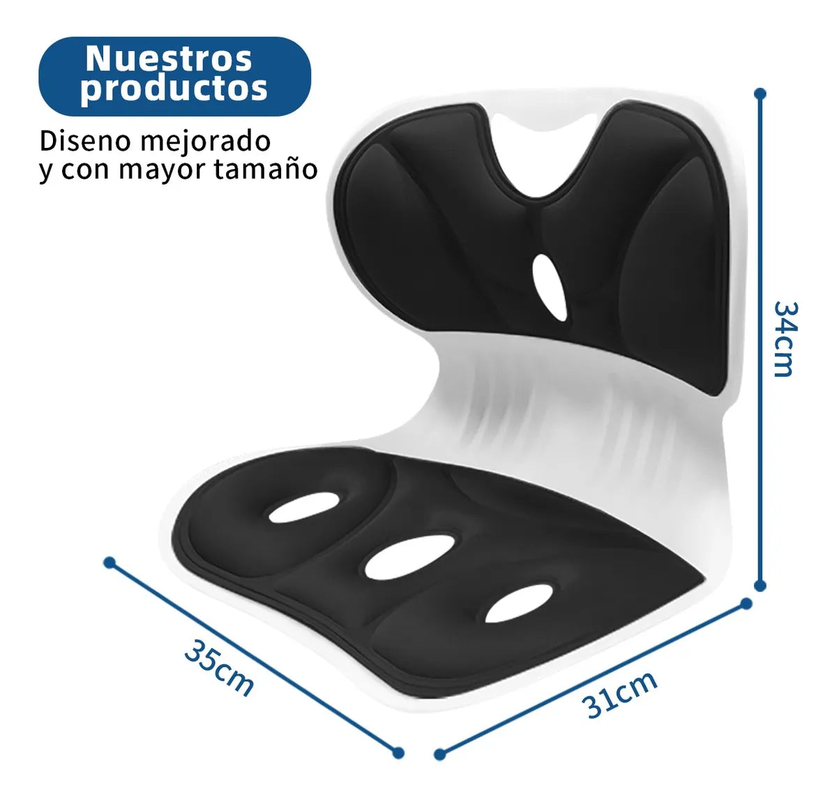 Soporte Ergonomica para Espalda Baja Lumbar Negro