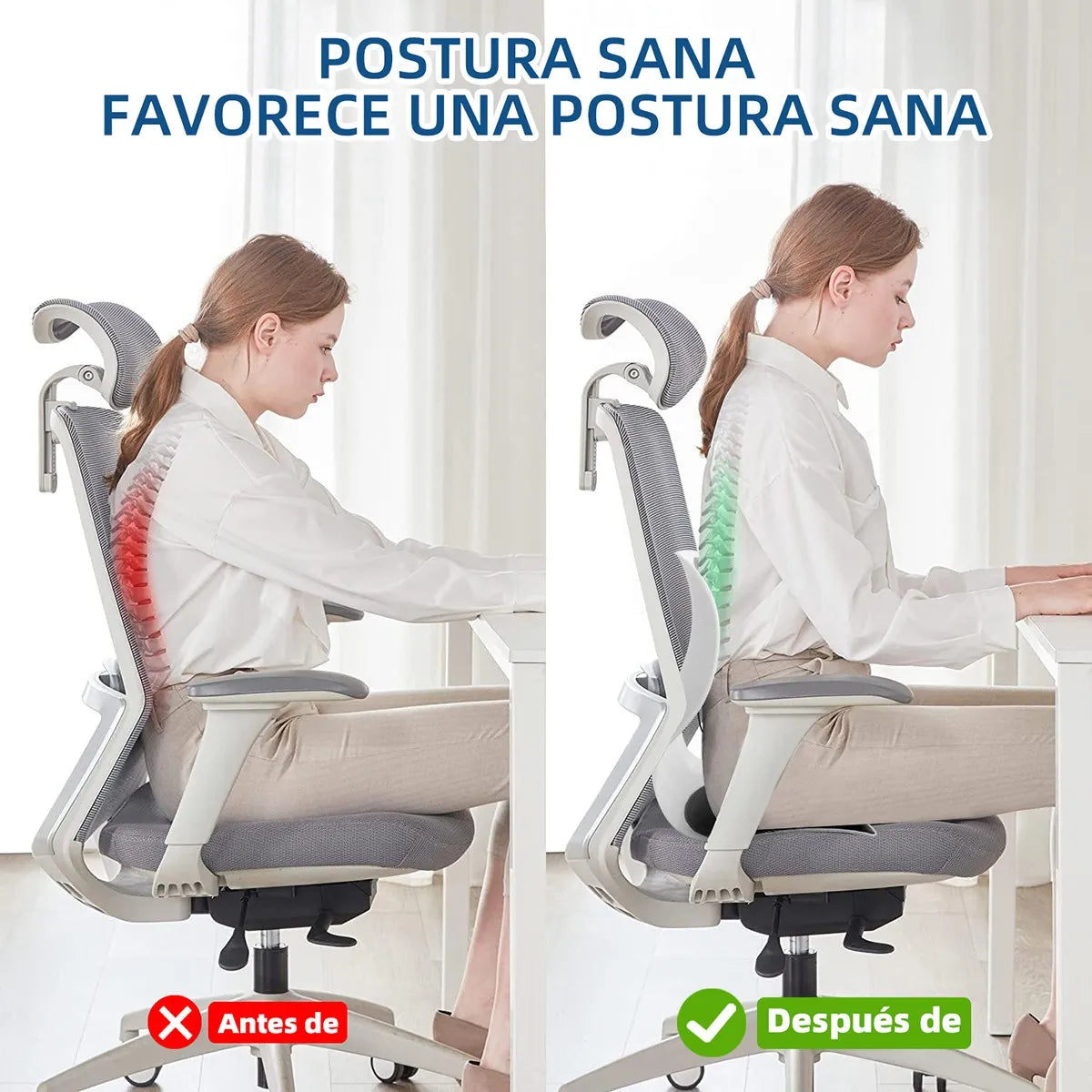 Soporte Ergonomica para Espalda Baja Lumbar Rosa